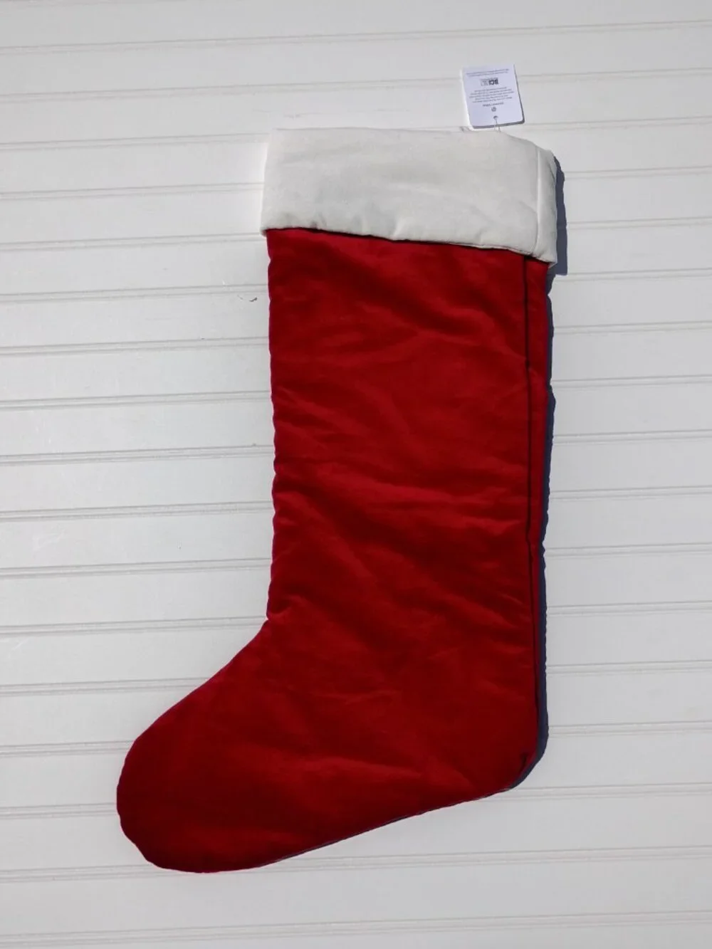 NWT Pottery Barn Christmas Stocking LOUISE Monogram Red and White Velvet Classic
